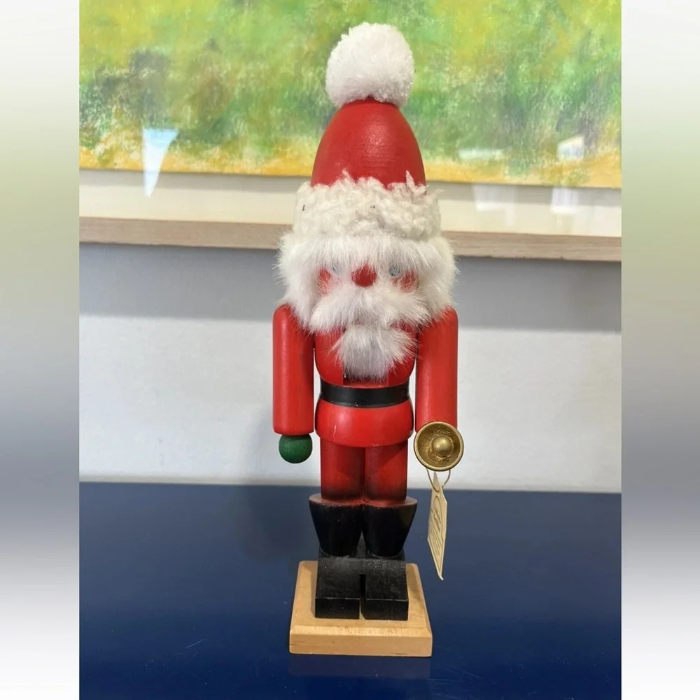 Holzkunst Christian Ulbricht Santa Nutcracker Bell Hangtag West Germany Vintage